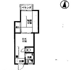 第三通南ビル 3階1DKの間取り