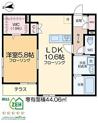 メゾングレイスA・D 1LDKの間取図画像