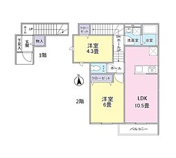 桜が丘4丁目賃貸 2LDKの間取図画像