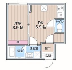 ＫＩＮＯＨＡ ＳＴＵＤＩＯ 1階1DKの間取り