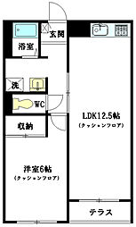 キャッスル高根ＫＯ 1階1LDKの間取り