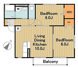 カーサベルデＡ 1階2LDKの間取り