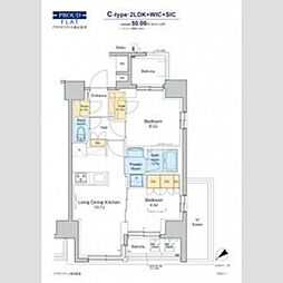 PROUDFLAT西日暮里 2LDKの間取図画像