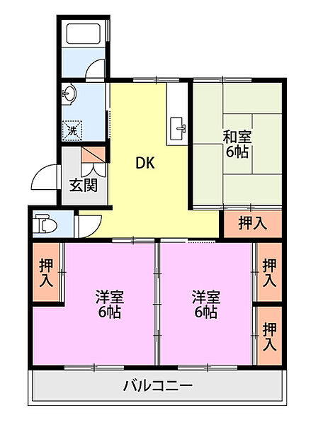 シャルム下沢 203｜新潟県新潟市東区牡丹山５丁目(賃貸マンション3DK・2階・61.59㎡)の写真 その2