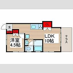 小菅レジデンス 1階1LDKの間取り