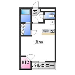 レオパレスウォームコーポ深阪 ワンルームの間取図画像