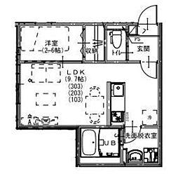 KEIAI RESIDENCE 蒲生 2階1LDKの間取り