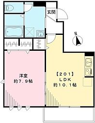 グランディール 2階1LDKの間取り