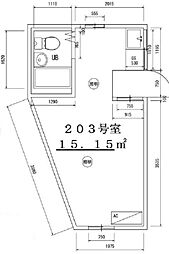 板橋ヴィレッジ 2階ワンルームの間取り