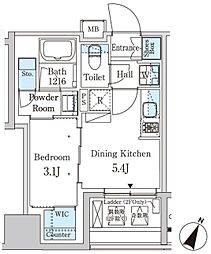 PARKAXIS神保町 1DKの間取図画像