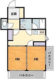 セザール不動前 5階2DKの間取り