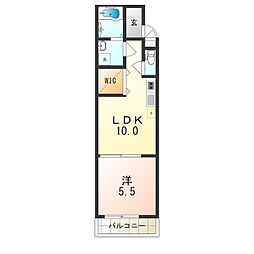 フジパレス茨木南 1LDKの間取図画像