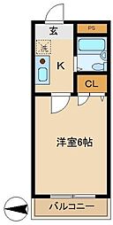 アドバンスアイ 4階1Kの間取り