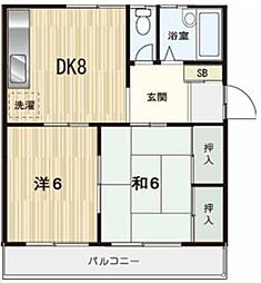 ラビアン花小金井 3階2DKの間取り