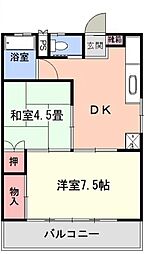 石井マンション 2DKの間取図画像