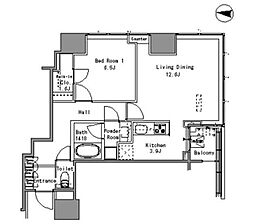 ホワイトタワー浜松町 8階1LDKの間取り