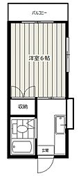 プライムあがた 2階1Kの間取り
