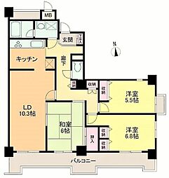 アルテサーノ調布 3LDKの間取図画像