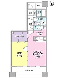 UR都市機構アーバンライフ月島駅前イースト 1LDKの間取図画像