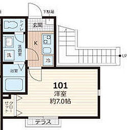 パステール・グラン桜木 1階1Kの間取り