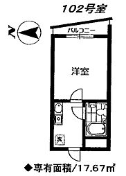 フレンド荻窪 1Kの間取図画像