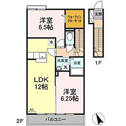 ローズコート・Ｈ 2階2LDKの間取り