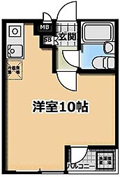 ロイヤルハイム1 3階ワンルームの間取り