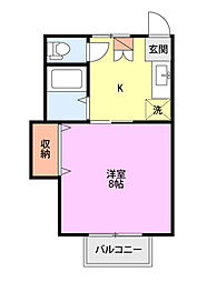 ドゥ・ラトゥール坂井 1Kの間取図画像