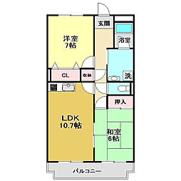 ハイツ鹿持 2LDKの間取図画像