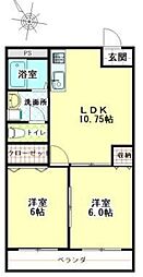 北松戸パークサイドマンション 2LDKの間取図画像