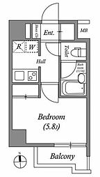 コンフォートタイムオオモリ 1Kの間取図画像