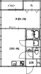 摂津市正雀3丁目アパート 1LDKの間取図画像