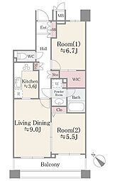 ガーデンアヴェニュー妙典 2階2LDKの間取り