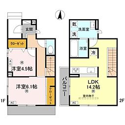 D-Luce納定 2階2LDKの間取り