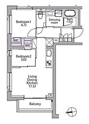 イプセ白金台 201 2階2LDKの間取り