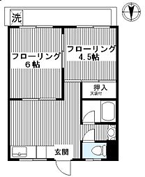 目黒第一マンション 2DKの間取図画像
