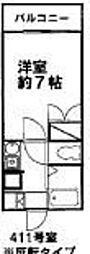 M・C福生 ワンルームの間取図画像