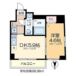 アンベリール亀有 1階1DKの間取り