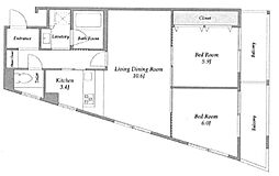 Gran Duo三軒茶屋IV 3階2LDKの間取り