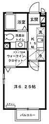 アレイ・ヴィラ 2階1Kの間取り