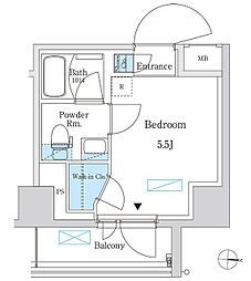 パークアクシス錦糸町スタイルズ ワンルームの間取図画像