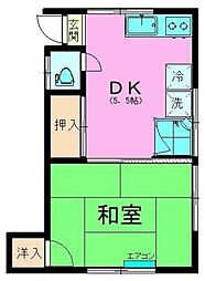 小堀荘 2階1DKの間取り