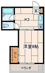 グランメールカヤの木 1Kの間取図画像
