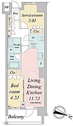 ドゥーエ早稲田 2階1SLDKの間取り
