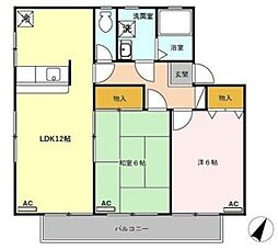 パークハイツ五番町1 2LDKの間取図画像