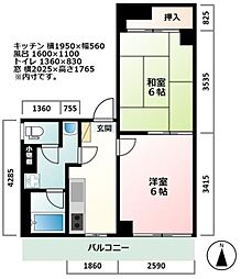 喜志コーポ 2Kの間取図画像