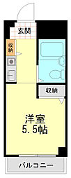 TOP仲木戸No.1 ワンルームの間取図画像