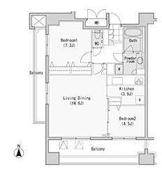 レジディア西麻布 2LDKの間取図画像