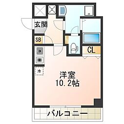 デュレアンジュ 6階ワンルームの間取り