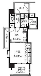 ライオンズシティ白金高輪 5階1DKの間取り
